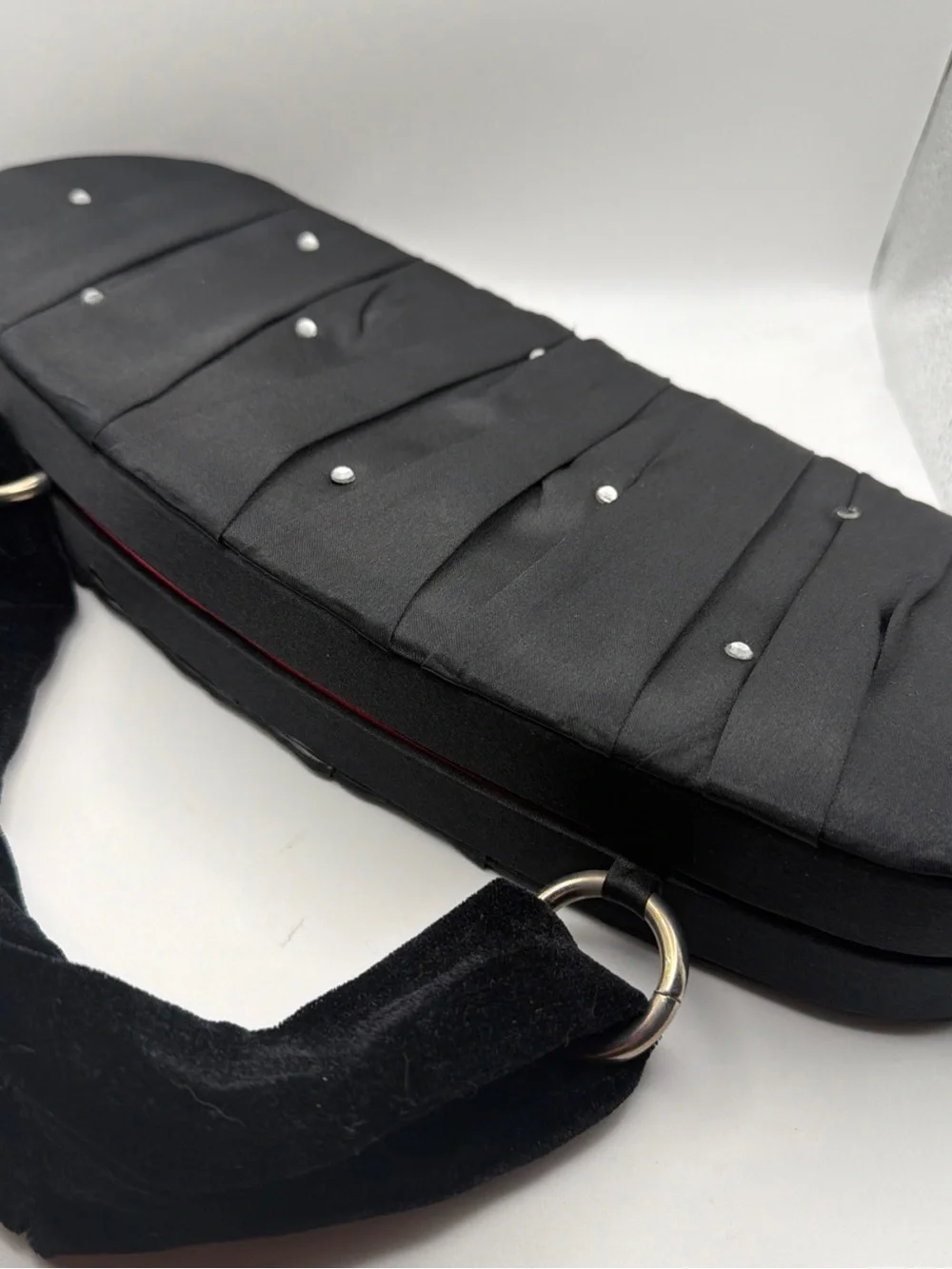 Victoria's Secret Black Satin Satchel with Rhinestone Detail